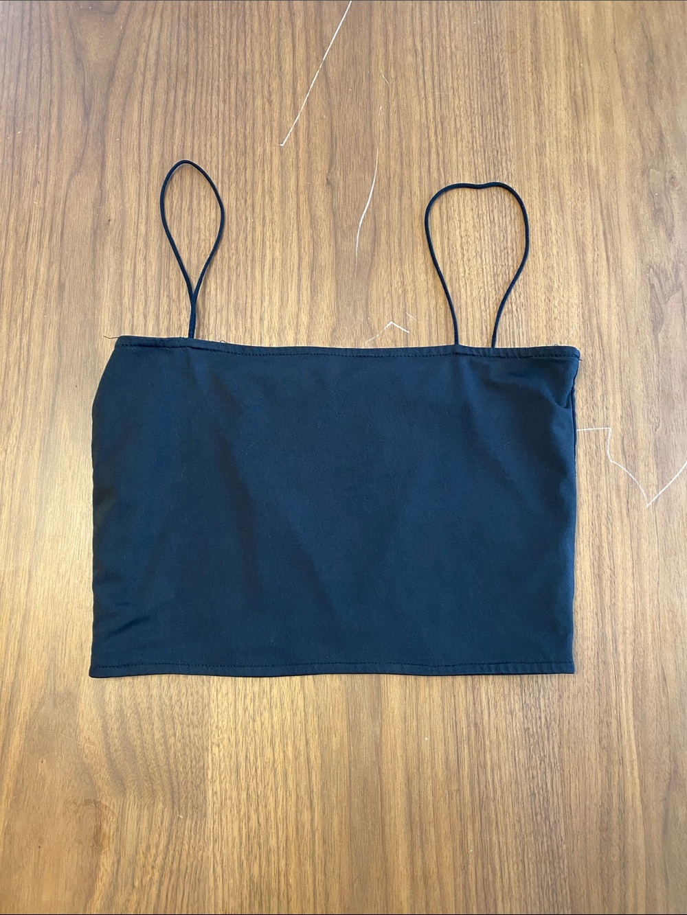 Black Spaghetti Strap Crop Tank